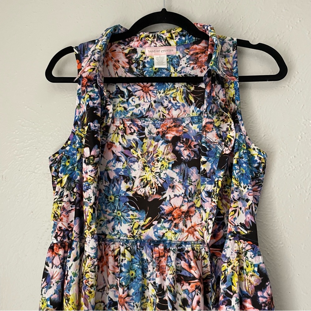 Band of Gypsies Floral Collared Button Up Shirt Dress - Picture 6 of 8